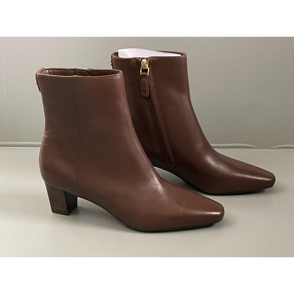 Lauren Ralph Lauren Boots Womens Size 5.5 Brown WILLA-BO-BTE Ankle Block Heel - Picture 2 of 9